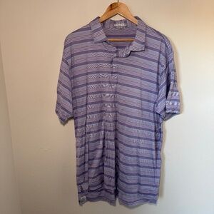 Peter Millar Polo Shirt Men's XXL Purple Striped Cotton Golf Casual